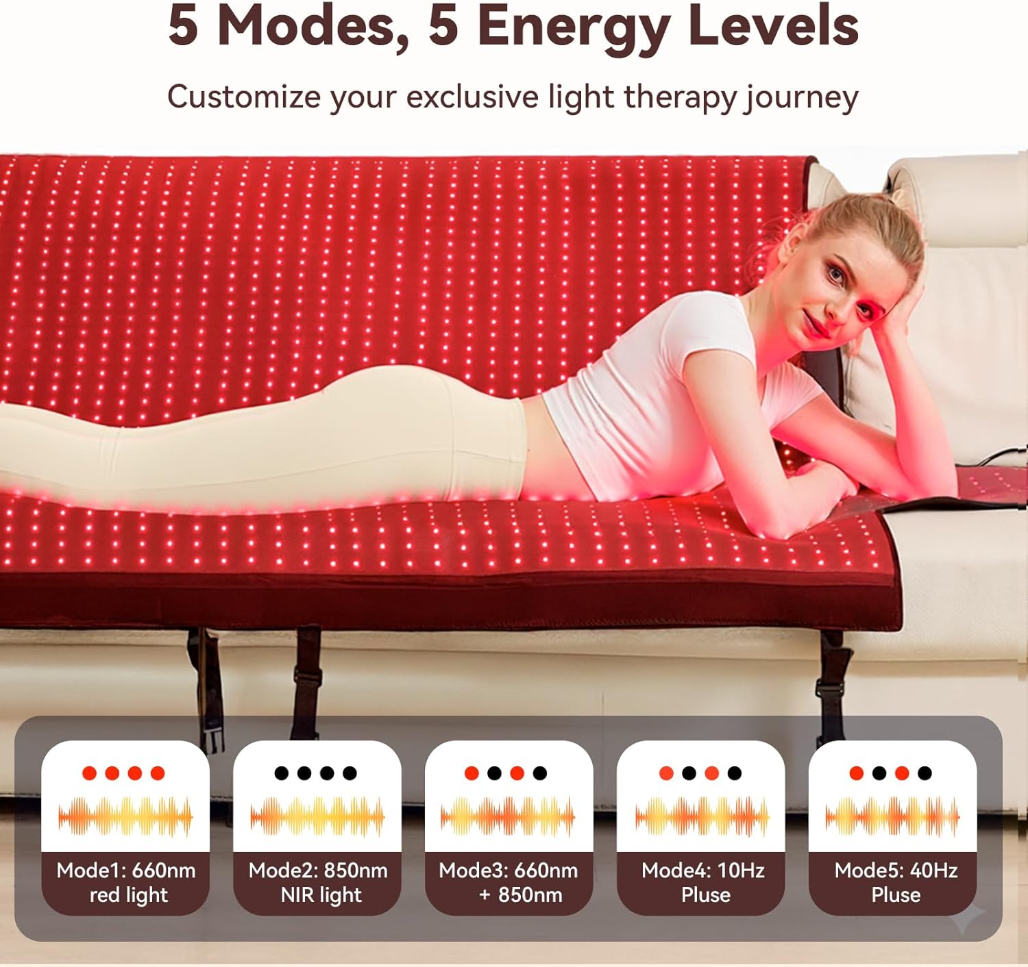 LPKP Luxury 74.6" x 33.3" Full Body RLT Sleeping Bag, 2570 LEDs – Premium Enclosed Red Light Therapy Pod LPKP