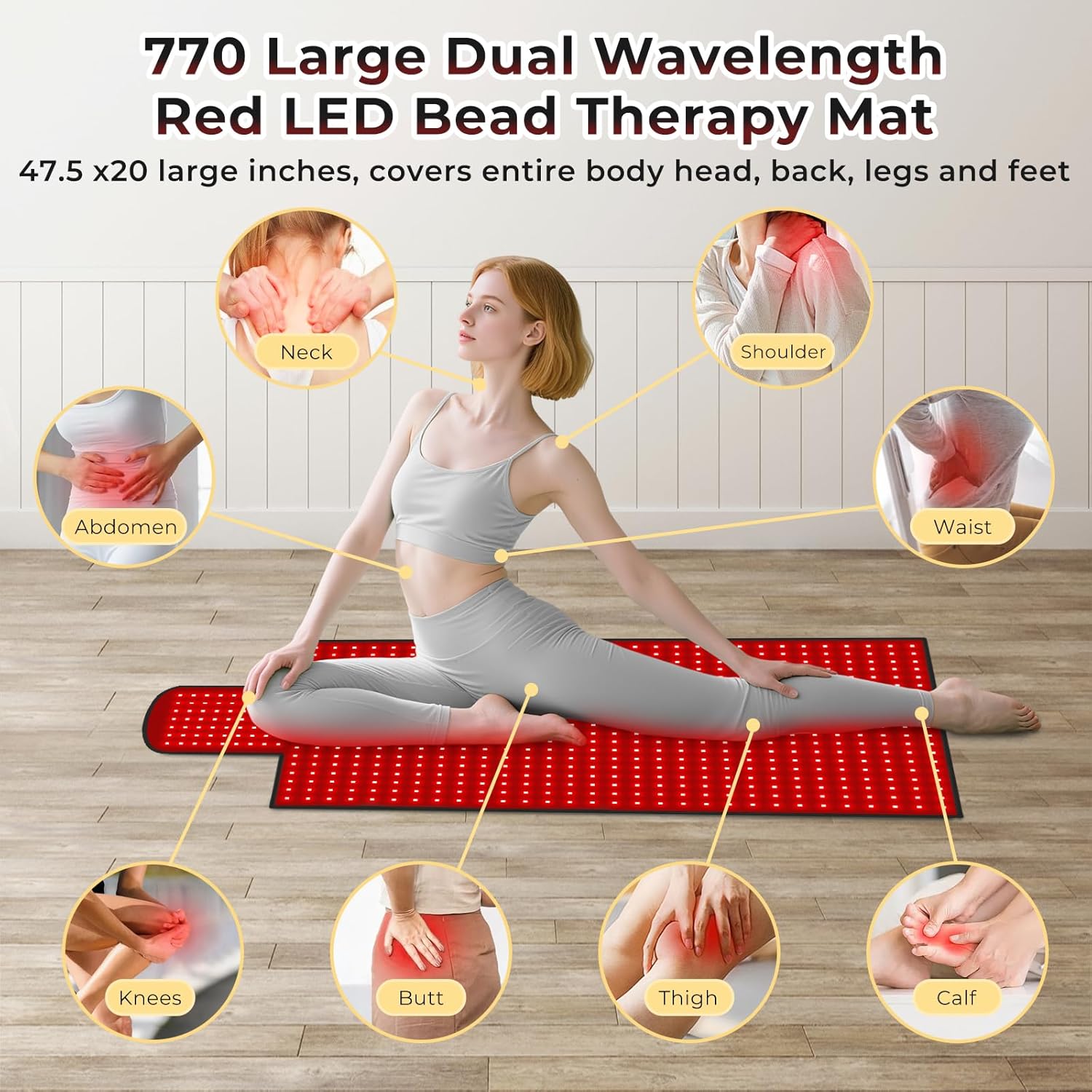 LPKP 47.5" x 20" Full Body Red Light Therapy Blanket, 770 LEDs – Premium RLT Pad for Pain & Recovery LPKP