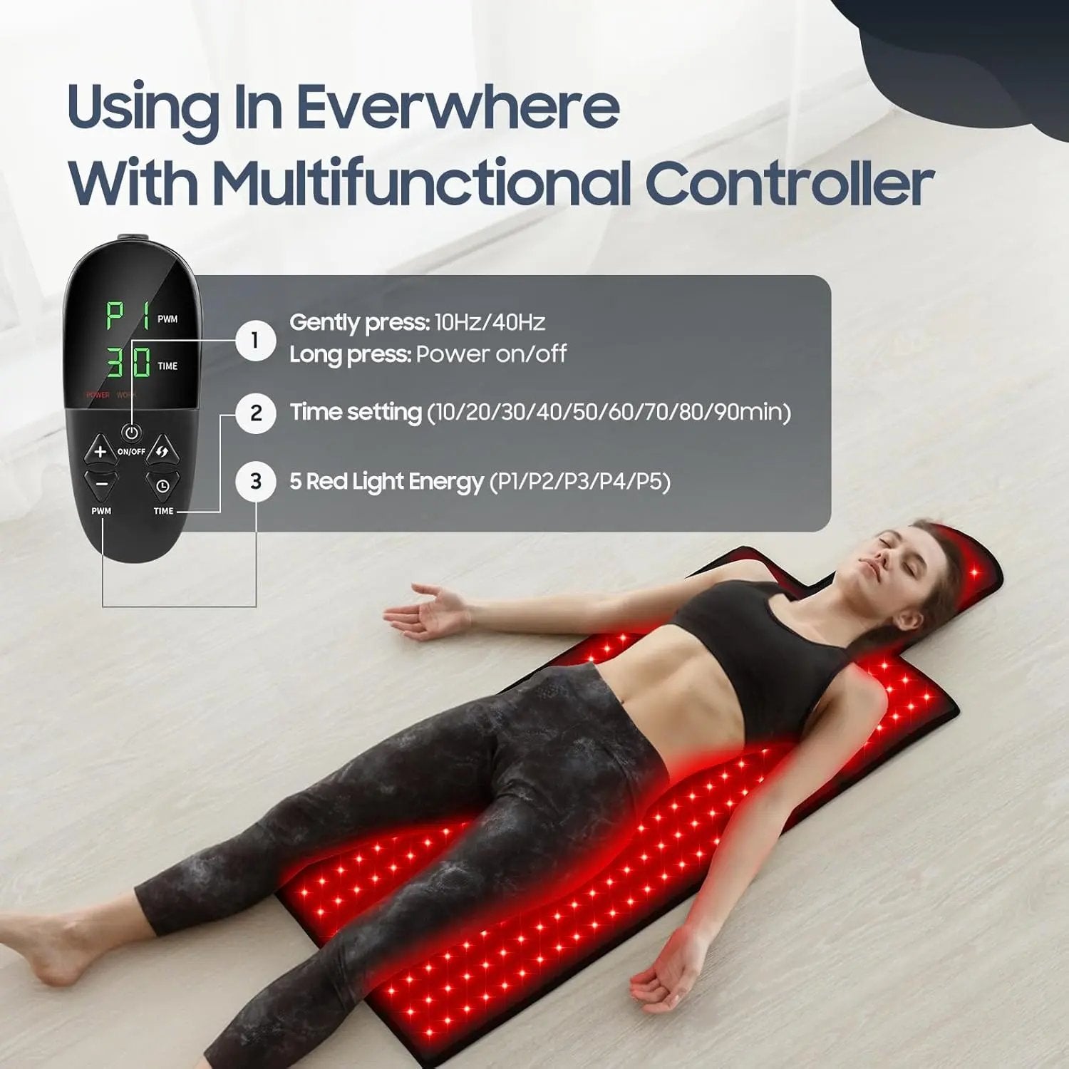 LPKP 36.3&quot; x 15.8&quot; Red Light Therapy Mat (325 LEDs, 660nm/850nm) – Portable RLT Pad for Targeted Relief LPKP