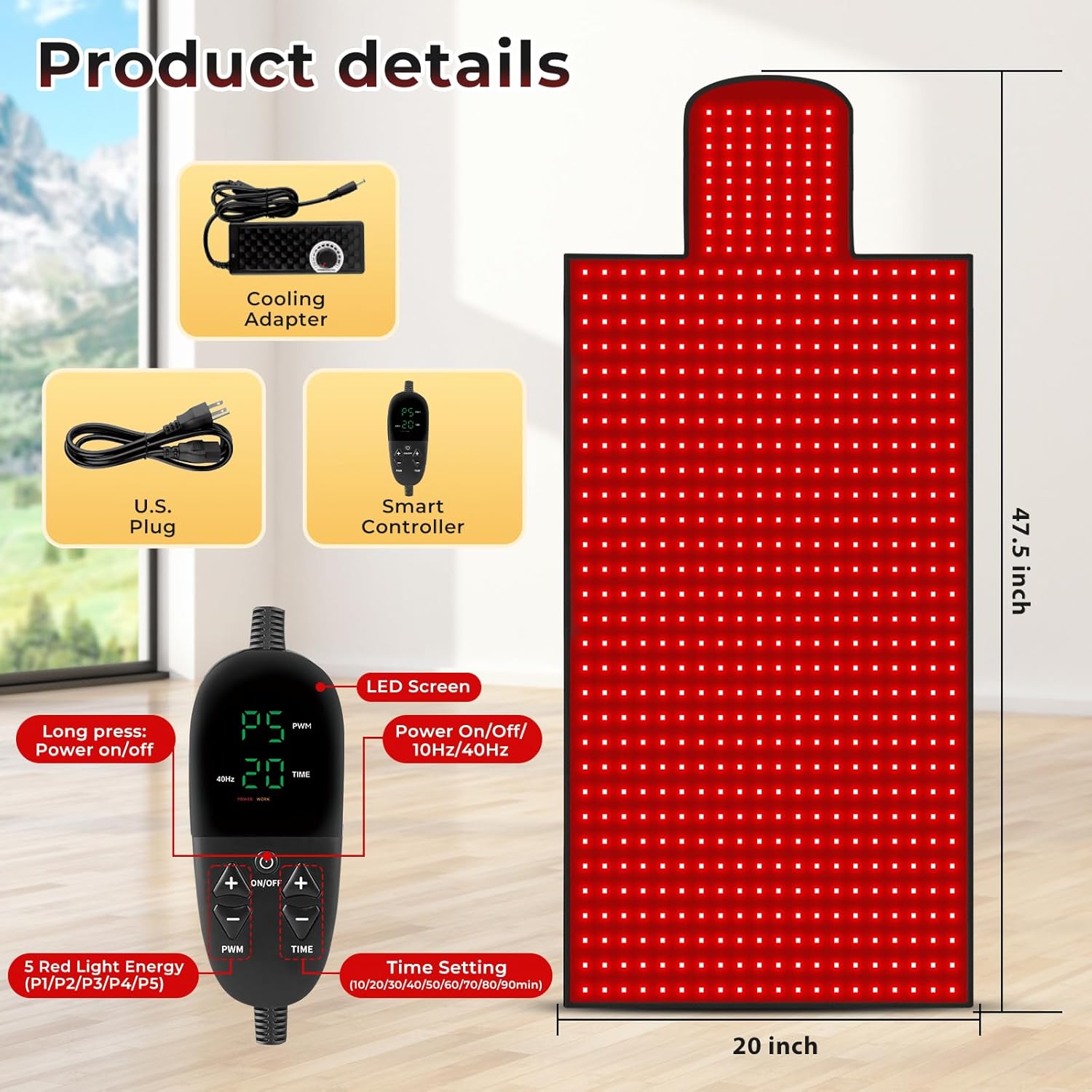 LPKP 47.5&quot; x 20&quot; Full Body Red Light Therapy Blanket, 770 LEDs – Premium RLT Pad for Pain &amp; Recovery LPKP