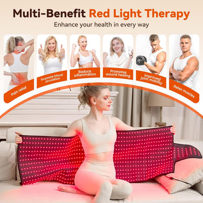 LPKP 65&quot; x 20&quot; Full Body Red Light Therapy Blanket (875 LEDs) – Large RLT Pad for Back, Shoulder &amp; Waist LPKP